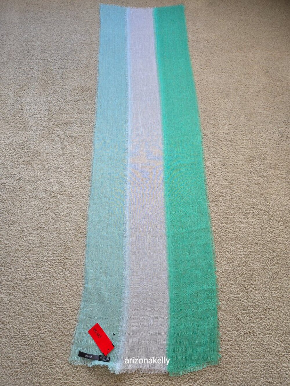 NWT Linen Scarf Per Se Green - Picture 5 of 9